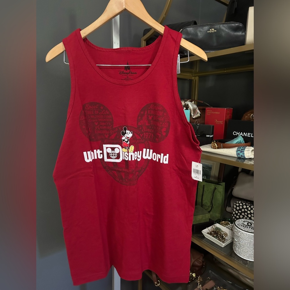 NWT Disney Parks Walt Disney World Red Tank Top Shirt Size Medium